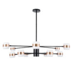 GloboStar® ORNATE 01553 Φωτιστικό Οροφής LED 104W lm ° AC 220-240V IP20 Φυσικό Λευκό 4500k Μαύρο & Χάλκινο Μέταλλο με Λευκό Γυαλί - Μ65 x Π65 x Υ70cm - 2 Xρόνια Εγγύηση - Image 3