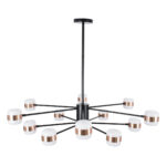 GloboStar® ORNATE 01553 Φωτιστικό Οροφής LED 104W lm ° AC 220-240V IP20 Φυσικό Λευκό 4500k Μαύρο & Χάλκινο Μέταλλο με Λευκό Γυαλί - Μ65 x Π65 x Υ70cm - 2 Xρόνια Εγγύηση - Image 4