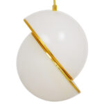 GloboStar® HUDSON 01554 Μοντέρνο Κρεμαστό Φωτιστικό Μπάλα Μονόφωτο 1 x E27 IP20 Λευκό Γυαλί με Χρυσό Μέταλλο - Μ20 x Π20 x Υ25cm - Image 2