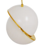 GloboStar® HUDSON 01554 Μοντέρνο Κρεμαστό Φωτιστικό Μπάλα Μονόφωτο 1 x E27 IP20 Λευκό Γυαλί με Χρυσό Μέταλλο - Μ20 x Π20 x Υ25cm - Image 4