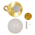 GloboStar® HUDSON 01554 Μοντέρνο Κρεμαστό Φωτιστικό Μπάλα Μονόφωτο 1 x E27 IP20 Λευκό Γυαλί με Χρυσό Μέταλλο - Μ20 x Π20 x Υ25cm - Image 8