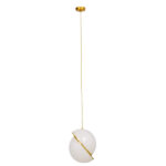 GloboStar® HUDSON 01555 Μοντέρνο Κρεμαστό Φωτιστικό Μπάλα Μονόφωτο 1 x E27 IP20 Λευκό Γυαλί & Χρυσό Μέταλλο - Μ30 x Π30 x Υ34cm