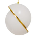 GloboStar® HUDSON 01555 Μοντέρνο Κρεμαστό Φωτιστικό Μπάλα Μονόφωτο 1 x E27 IP20 Λευκό Γυαλί & Χρυσό Μέταλλο - Μ30 x Π30 x Υ34cm - Image 2