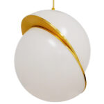 GloboStar® HUDSON 01555 Μοντέρνο Κρεμαστό Φωτιστικό Μπάλα Μονόφωτο 1 x E27 IP20 Λευκό Γυαλί & Χρυσό Μέταλλο - Μ30 x Π30 x Υ34cm - Image 3