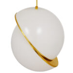 GloboStar® HUDSON 01555 Μοντέρνο Κρεμαστό Φωτιστικό Μπάλα Μονόφωτο 1 x E27 IP20 Λευκό Γυαλί & Χρυσό Μέταλλο - Μ30 x Π30 x Υ34cm - Image 4