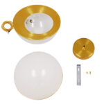 GloboStar® HUDSON 01555 Μοντέρνο Κρεμαστό Φωτιστικό Μπάλα Μονόφωτο 1 x E27 IP20 Λευκό Γυαλί & Χρυσό Μέταλλο - Μ30 x Π30 x Υ34cm - Image 8
