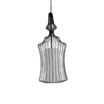 GloboStar® LILY 01559 Vintage Κρεμαστό Φωτιστικό Πλέγμα Μονόφωτο 1 x E27 IP20 Μαύρο Μέταλλο με Λευκό Ύφασμα - Μ25 x Π25 x Υ61cm - Image 3