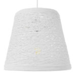 GloboStar® PLAYROOM 01562 Vintage Κρεμαστό Φωτιστικό Καπέλο Μονόφωτο 1 x E27 IP20 Λευκό Rattan - Μ32 x Π32 x Υ27cm - Image 2