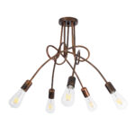 GloboStar® PAULELI 01564 Μοντέρνο Φωτιστικό Οροφής Πλέγμα Πολύφωτο 5 x E27 IP20 Χάλκινο Μέταλλο - Μ80 x Π80 x Υ40cm