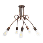 GloboStar® PAULELI 01564 Μοντέρνο Φωτιστικό Οροφής Πλέγμα Πολύφωτο 5 x E27 IP20 Χάλκινο Μέταλλο - Μ80 x Π80 x Υ40cm - Image 3