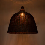 GloboStar® BAHAMAS 01569 Boho Κρεμαστό Φωτιστικό Καμπάνα Μονόφωτο 1 x E27 IP20 Καφέ Ξύλο - Μ90 x Π90 x Y90cm - Image 2