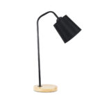 GloboStar® BARNABY 01573 Μοντέρνο Επιτραπέζιο Φωτιστικό Πορτατίφ Μονόφωτο 1 x E27 Μαύρο Μεταλλικό με Καπέλο και Ξύλινη Καφέ Βάση Καμπάνα Φ13 x Υ48cm - Image 3