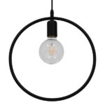 GloboStar® OMICRON 01578 Μοντέρνο Κρεμαστό Φωτιστικό Ανάρτηση Μονόφωτο 1 x E27 IP20 Μαύρο Μέταλλο - Μ33 x Π4 x Υ33cm - Image 2