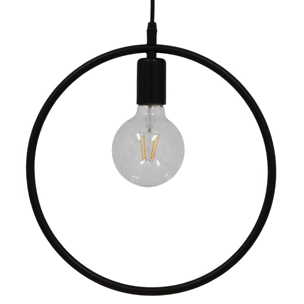 GloboStar® OMICRON 01578 Μοντέρνο Κρεμαστό Φωτιστικό Ανάρτηση Μονόφωτο 1 x E27 IP20 Μαύρο Μέταλλο - Μ33 x Π4 x Υ33cm - Image 3