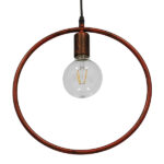 GloboStar® OMICRON 01579 Μοντέρνο Κρεμαστό Φωτιστικό Ανάρτηση Μονόφωτο 1 x E27 IP20 Χάλκινο Μέταλλο - Μ33 x Π4 x Υ33cm - Image 2