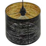 GloboStar® ACCADEMIA 01584 Μοντέρνο Κρεμαστό Φωτιστικό Καπέλο Μονόφωτο 1 x E27 IP20 Μαύρο & Χρυσό Μέταλλο - Μ35 x Π35 x Y25cm - Image 4