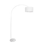 GloboStar® IMPERIAL 01588 Μοντέρνο Επιδαπέδιο Φωτιστικό Μονόφωτο 1 x E27 IP20 Λευκό Μέταλλο, Λευκό Ύφασμα με Γκρι Μάρμαρο - Μ34 x Π34 x Υ172cm - Image 4