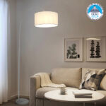 GloboStar® IMPERIAL 01588 Μοντέρνο Επιδαπέδιο Φωτιστικό Μονόφωτο 1 x E27 IP20 Λευκό Μέταλλο, Λευκό Ύφασμα με Γκρι Μάρμαρο - Μ34 x Π34 x Υ172cm