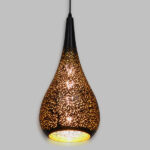 GloboStar® JANIS 01589 Μοντέρνο Κρεμαστό Φωτιστικό Καμπάνα Μονόφωτο 1 x E27 IP20 Μαύρο & Χρυσό Μέταλλο - Μ20 x Π20 x Υ46cm