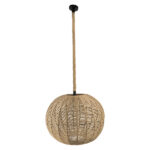 GloboStar® MANDALA 01593 Vintage Κρεμαστό Φωτιστικό Μπάλα Μονόφωτο 1 x E27 IP20 Μπεζ Σχοινί - Μ60 x Π60 x Υ45cm