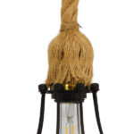 GloboStar® CAMBER 01594 Vintage Κρεμαστό Φωτιστικό Πλέγμα Μονόφωτο 1 x E27 IP20 Μαύρο Μέταλλο με Μπεζ Σχοινί - Μ11 x Π11 x Υ25cm - Image 5
