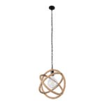 GloboStar® BALANCE 01596 Vintage Κρεμαστό Φωτιστικό Πλέγμα Μονόφωτο 1 x E27 IP20 Μαύρο Μέταλλο με Μπεζ Σχοινί - Μ35 x Π35 x Υ36cm - Image 3