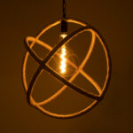 GloboStar® BELLE 01597 Vintage Κρεμαστό Φωτιστικό Πλέγμα Μονόφωτο 1 x E27 IP20 Μπεζ Σχοινί - Μ56 x Π56 x Y58cm - Image 2