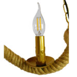 GloboStar® LUXOR 01598 Vintage Κρεμαστό Φωτιστικό Ανάρτηση Τρίφωτο 3 x E14 IP20 Χρυσό Μέταλλο με Μπεζ Σχοινί - Μ75 x Π13 x Y18cm - Image 6