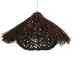 GloboStar® CHEOPE 01600 Boho Κρεμαστό Φωτιστικό Πλέγμα Μονόφωτο 1 x E27 IP20 Καφέ Ξύλο με Καφέ Rattan - Μ50 x Π50 x Y30cm - Image 2