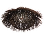 GloboStar® CHEOPE 01600 Boho Κρεμαστό Φωτιστικό Πλέγμα Μονόφωτο 1 x E27 IP20 Καφέ Ξύλο με Καφέ Rattan - Μ50 x Π50 x Y30cm - Image 4