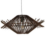 GloboStar® SASSO 01602 Boho Κρεμαστό Φωτιστικό Πλέγμα Μονόφωτο 1 x E27 IP20 Καφέ Ξύλο - Μ50 x Π50 x Y23cm - Image 2