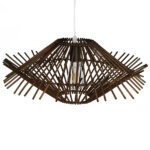 GloboStar® SASSO 01602 Boho Κρεμαστό Φωτιστικό Πλέγμα Μονόφωτο 1 x E27 IP20 Καφέ Ξύλο - Μ50 x Π50 x Y23cm - Image 3