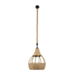 GloboStar® KUBRIC 01605 Boho Κρεμαστό Φωτιστικό Καμπάνα Μονόφωτο 1 x E27 IP20 Μπεζ Σχοινί - Μ30 x Π30 x Y40cm - Image 3