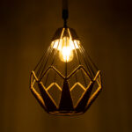 GloboStar® CONICAL 01617 Vintage Κρεμαστό Φωτιστικό Πλέγμα Μονόφωτο 1 x E27 IP20 Μαύρο Μέταλλο με Μπεζ Σχοινί - Μ30 x Π30 x Υ40cm - Image 2