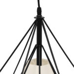 GloboStar® KAIRI 01618 Μοντέρνο Κρεμαστό Φωτιστικό Πλέγμα Μονόφωτο 1 x E27 IP20 Μαύρο Μέταλλο με Λευκό Ύφασμα - Μ38 x Π38 x Υ39cm - Image 5