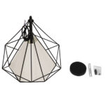 GloboStar® KAIRI 01618 Μοντέρνο Κρεμαστό Φωτιστικό Πλέγμα Μονόφωτο 1 x E27 IP20 Μαύρο Μέταλλο με Λευκό Ύφασμα - Μ38 x Π38 x Υ39cm - Image 7