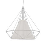 GloboStar® KAIRI 01619 Μοντέρνο Κρεμαστό Φωτιστικό Πλέγμα Μονόφωτο 1 x E27 IP20 Λευκό Μέταλλο με Λευκό Ύφασμα - Μ38 x Π38 x Υ39cm - Image 2