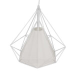 GloboStar® KAIRI 01619 Μοντέρνο Κρεμαστό Φωτιστικό Πλέγμα Μονόφωτο 1 x E27 IP20 Λευκό Μέταλλο με Λευκό Ύφασμα - Μ38 x Π38 x Υ39cm - Image 4