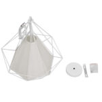GloboStar® KAIRI 01619 Μοντέρνο Κρεμαστό Φωτιστικό Πλέγμα Μονόφωτο 1 x E27 IP20 Λευκό Μέταλλο με Λευκό Ύφασμα - Μ38 x Π38 x Υ39cm - Image 7