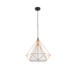 GloboStar® KAIRI 01621 Μοντέρνο Κρεμαστό Φωτιστικό Πλέγμα Μονόφωτο 1 x E27 IP20 Πορτοκαλί Μέταλλο με Λευκό Ύφασμα - Μ38 x Π38 x Y38cm - Image 3