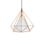 GloboStar® KAIRI 01621 Μοντέρνο Κρεμαστό Φωτιστικό Πλέγμα Μονόφωτο 1 x E27 IP20 Πορτοκαλί Μέταλλο με Λευκό Ύφασμα - Μ38 x Π38 x Y38cm - Image 4