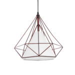 GLOBOSTAR® KAIRI 01623 Μοντέρνο Κρεμαστό Φωτιστικό Οροφής με Ντουί 1 x E27 AC 220-240V IP20 - Χάλκινο & Λευκό - Μ38 x Π38 x Y38cm