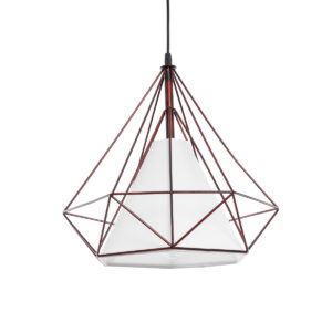 GLOBOSTAR® KAIRI 01623 Μοντέρνο Κρεμαστό Φωτιστικό Οροφής με Ντουί 1 x E27 AC 220-240V IP20 - Χάλκινο & Λευκό - Μ38 x Π38 x Y38cm