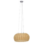 GloboStar® DE LA MER 01624 Boho Κρεμαστό Φωτιστικό Καμπάνα Τρίφωτο 3 x E27 IP20 Μπεζ Ξύλο - Μ45 x Π45 x Υ24cm - Image 2