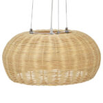 GloboStar® DE LA MER 01624 Boho Κρεμαστό Φωτιστικό Καμπάνα Τρίφωτο 3 x E27 IP20 Μπεζ Ξύλο - Μ45 x Π45 x Υ24cm - Image 4