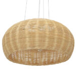 GloboStar® DE LA MER 01624 Boho Κρεμαστό Φωτιστικό Καμπάνα Τρίφωτο 3 x E27 IP20 Μπεζ Ξύλο - Μ45 x Π45 x Υ24cm - Image 5