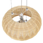 GloboStar® DE LA MER 01624 Boho Κρεμαστό Φωτιστικό Καμπάνα Τρίφωτο 3 x E27 IP20 Μπεζ Ξύλο - Μ45 x Π45 x Υ24cm - Image 6