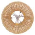 GloboStar® DE LA MER 01624 Boho Κρεμαστό Φωτιστικό Καμπάνα Τρίφωτο 3 x E27 IP20 Μπεζ Ξύλο - Μ45 x Π45 x Υ24cm - Image 7
