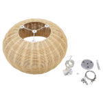 GloboStar® DE LA MER 01624 Boho Κρεμαστό Φωτιστικό Καμπάνα Τρίφωτο 3 x E27 IP20 Μπεζ Ξύλο - Μ45 x Π45 x Υ24cm - Image 8