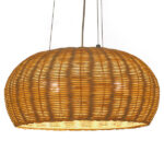 GloboStar® DE LA MER 01624 Boho Κρεμαστό Φωτιστικό Καμπάνα Τρίφωτο 3 x E27 IP20 Μπεζ Ξύλο - Μ45 x Π45 x Υ24cm